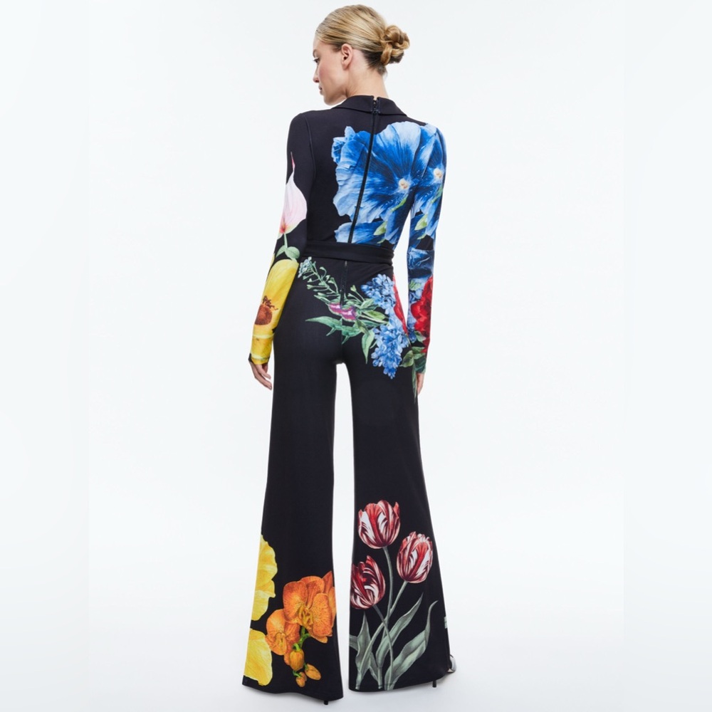 Alice + Olivia MELINDA WIDE LEG WRAP JUMPSUIT NWT size 0 - Picture 3 of 10